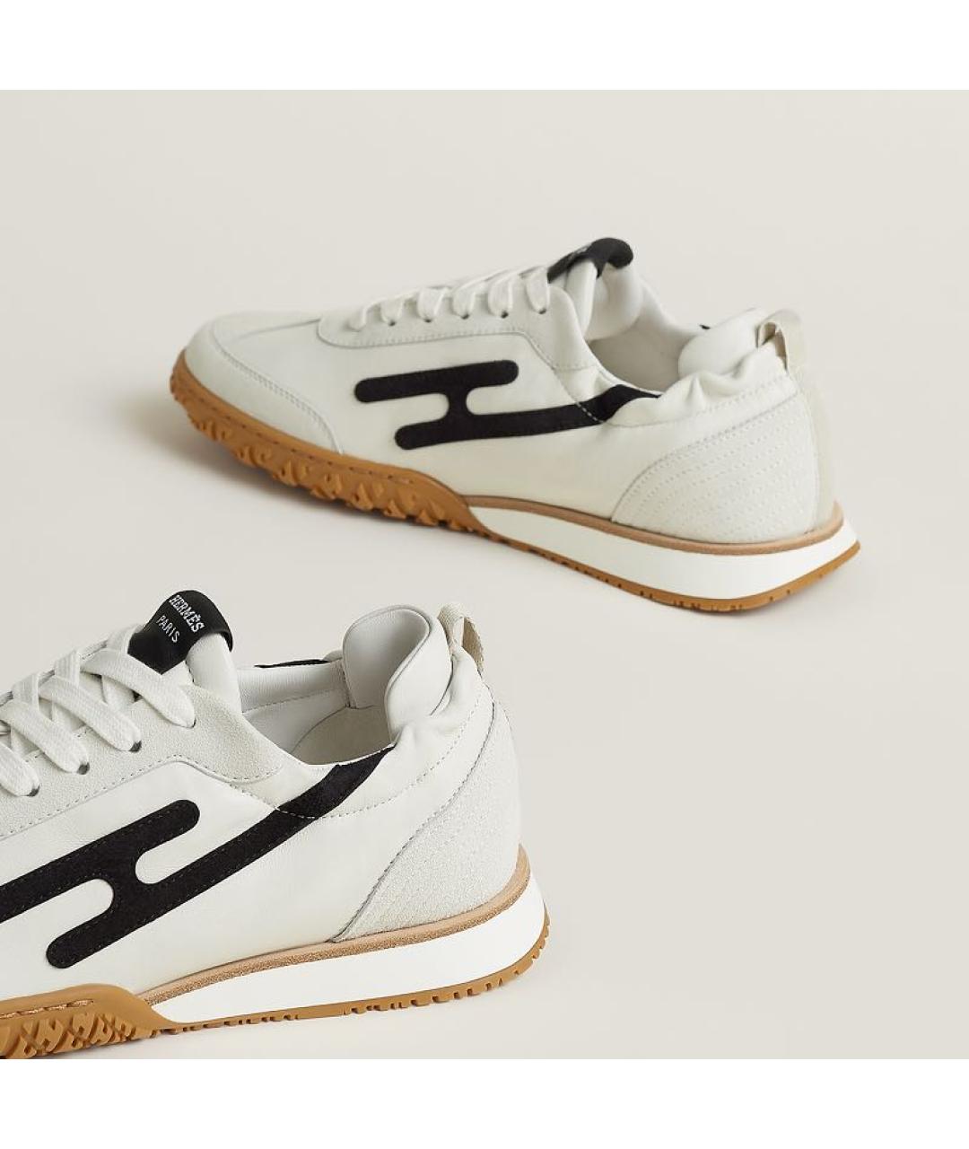 HERMES Белые кожаные кроссовки, фото 5