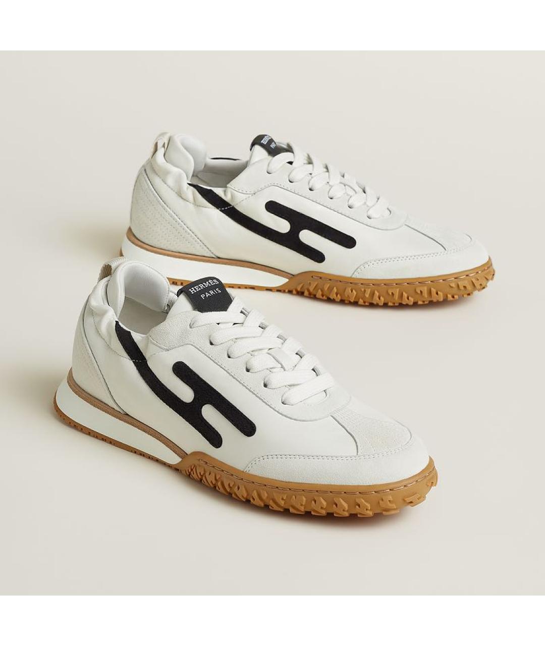 HERMES Белые кожаные кроссовки, фото 2