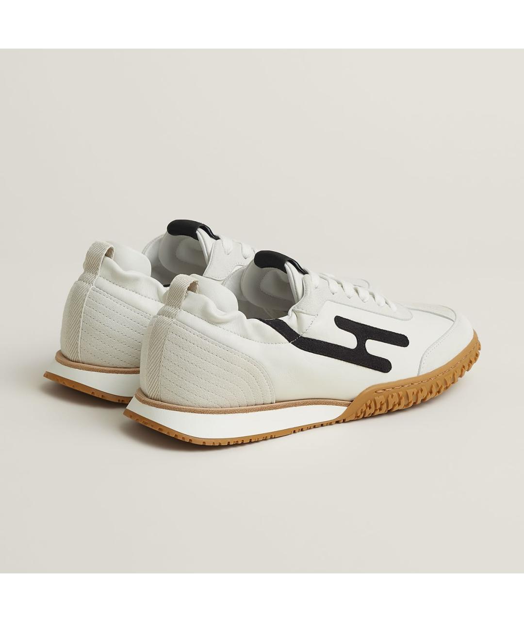 HERMES Белые кожаные кроссовки, фото 4