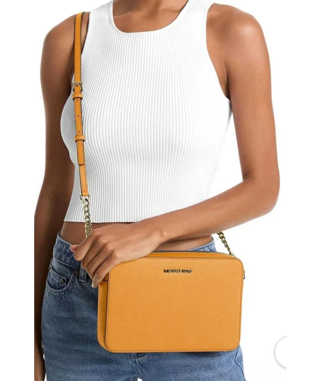 MICHAEL MICHAEL KORS Оранжевая кожаная сумка через плечо, фото 3