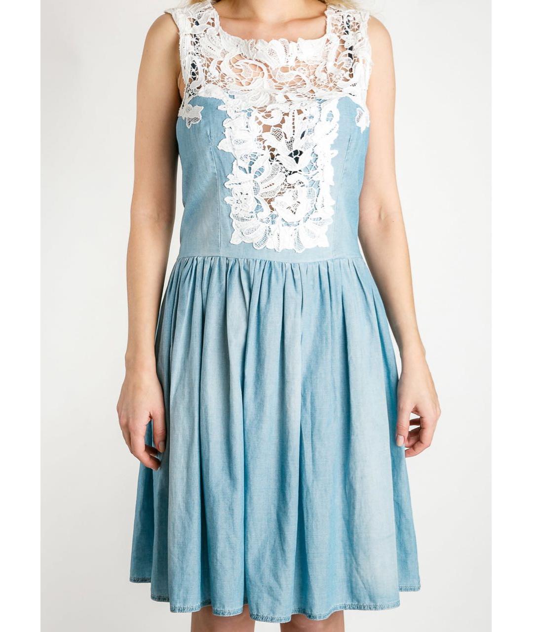 ERMANNO SCERVINO Голубое хлопковое повседневное платье, фото 6