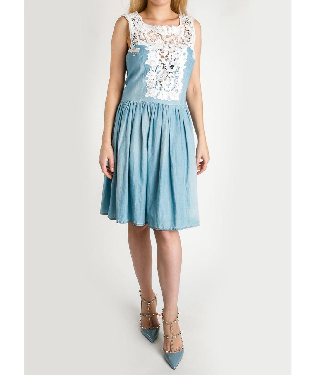 ERMANNO SCERVINO Голубое хлопковое повседневное платье, фото 3