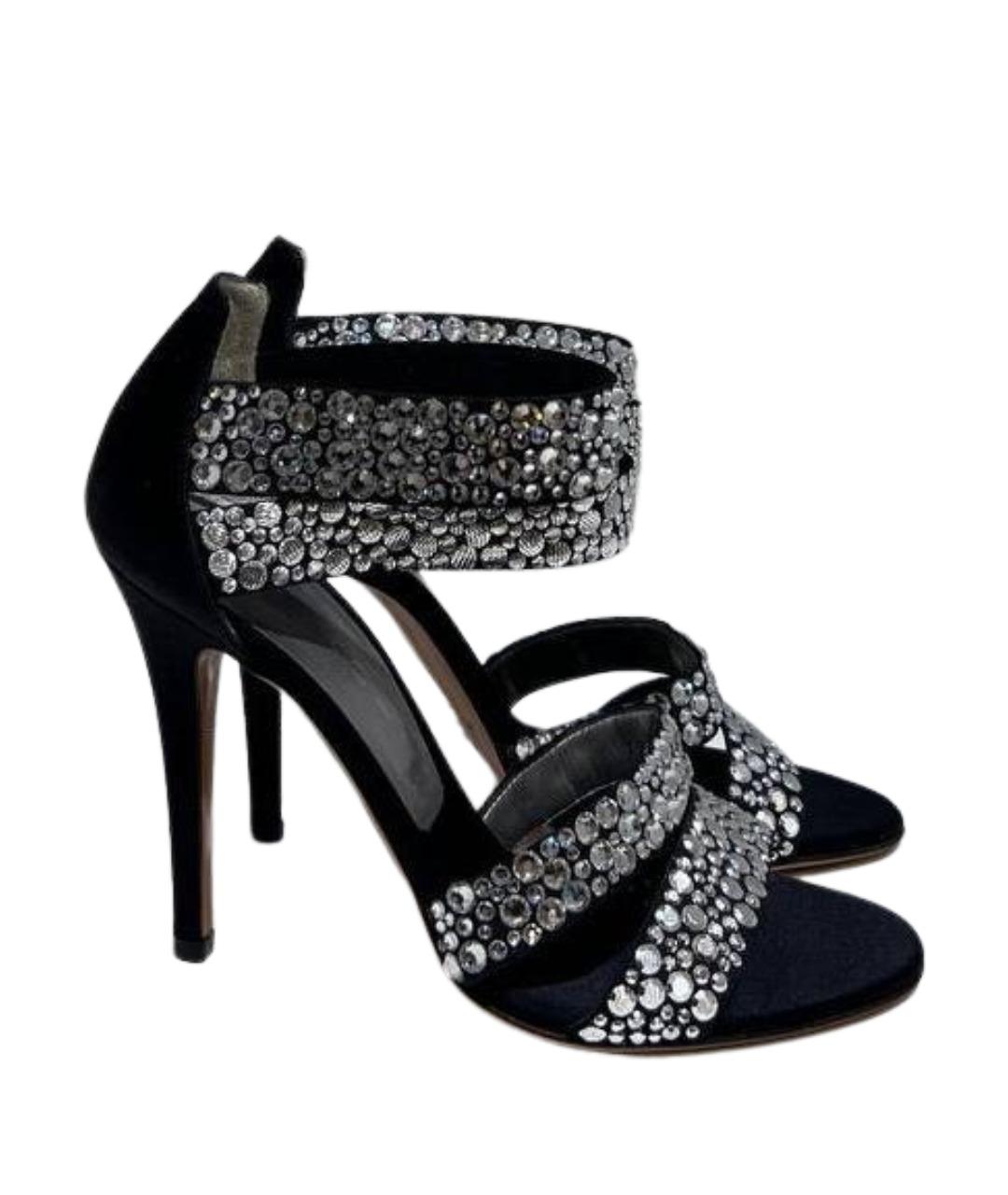 CASADEI Черные кожаные босоножки, фото 1