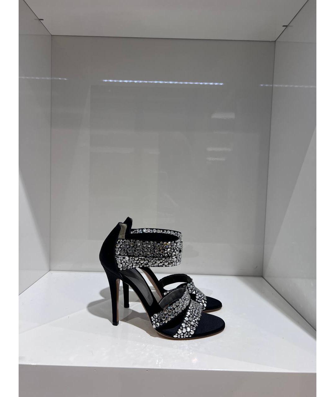 CASADEI Черные кожаные босоножки, фото 4