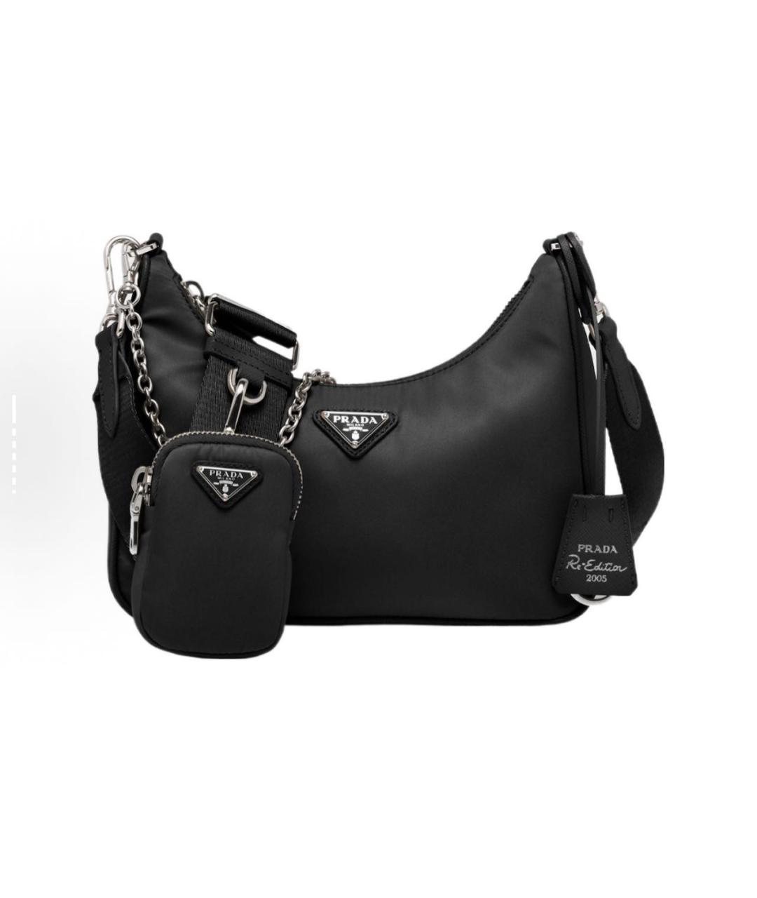 PRADA Черная тканевая сумка с короткими ручками, фото 5