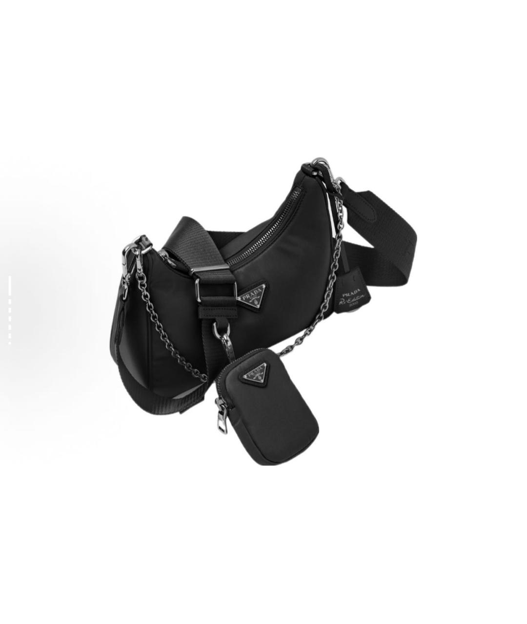PRADA Черная тканевая сумка с короткими ручками, фото 3
