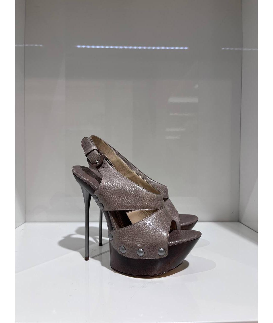 CASADEI Коричневые кожаные босоножки, фото 4