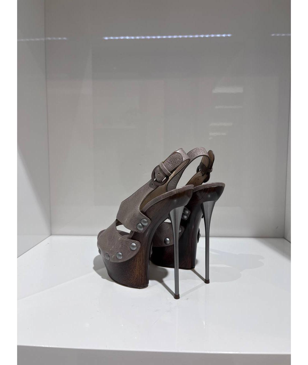CASADEI Коричневые кожаные босоножки, фото 3