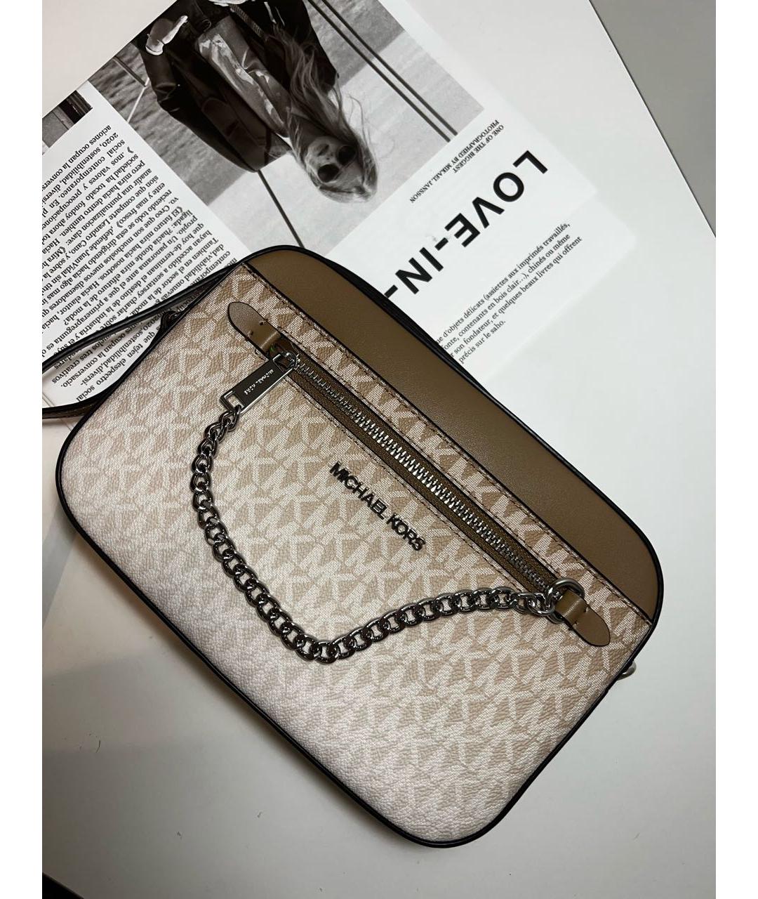 MICHAEL MICHAEL KORS Бежевая кожаная сумка через плечо, фото 2