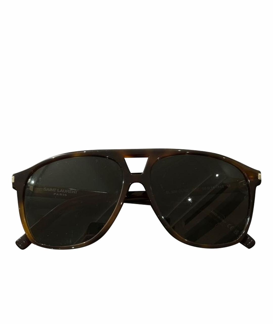 SAINT LAURENT Коричневые пластиковые солнцезащитные очки, фото 1