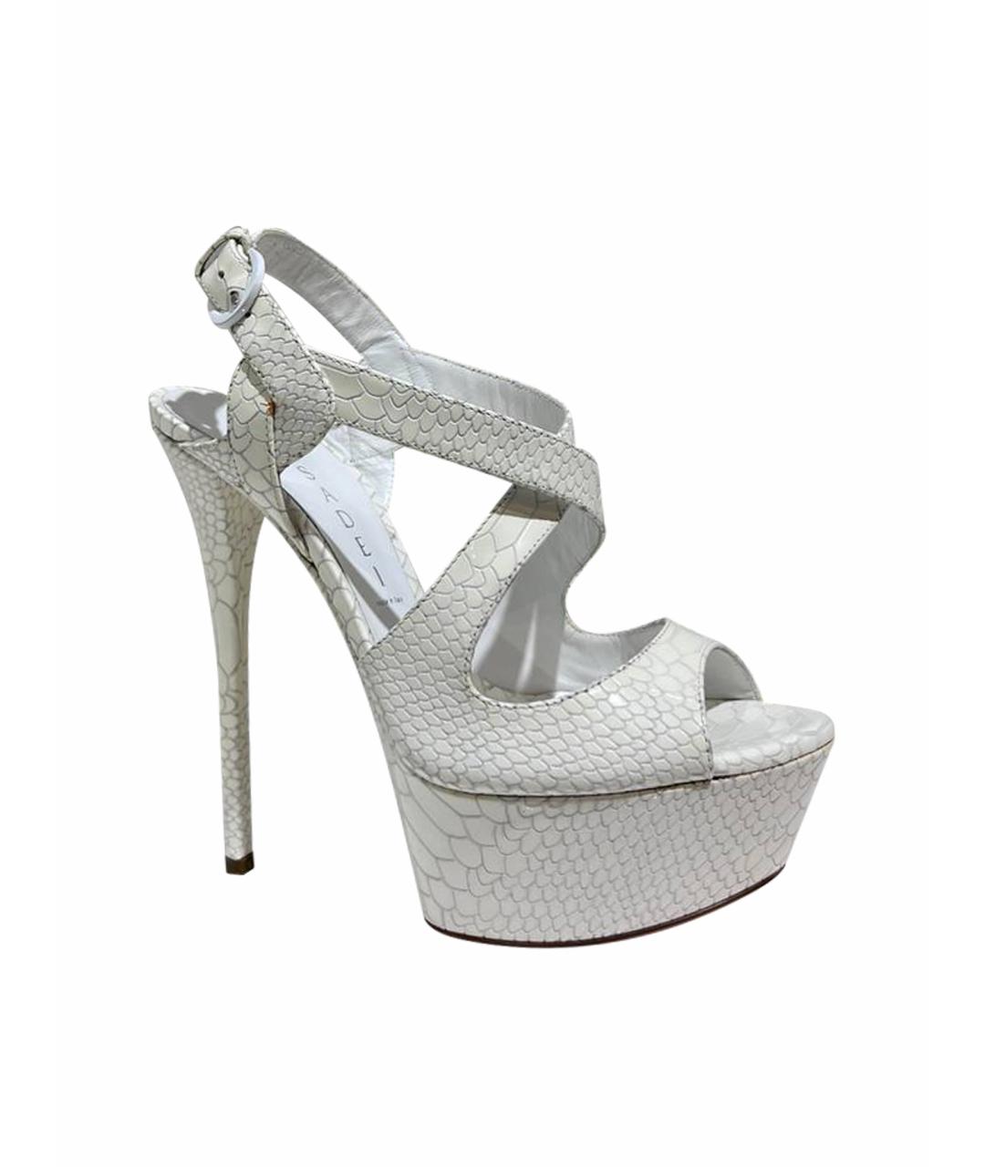 CASADEI Белые кожаные босоножки, фото 1