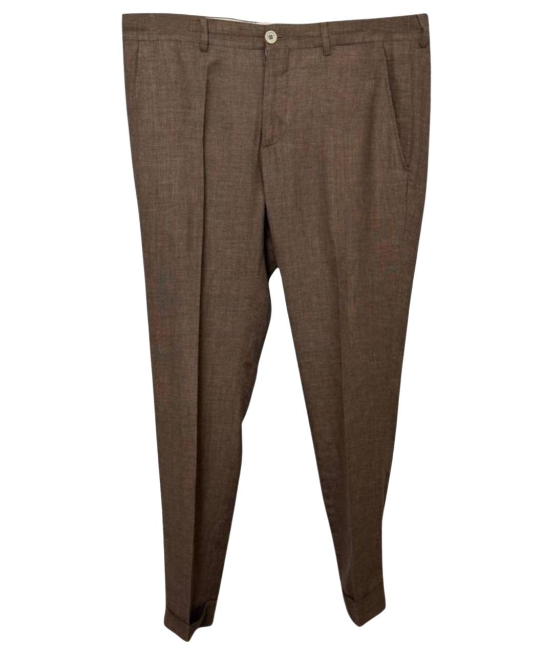 BRUNELLO CUCINELLI Хаки хлопковые классические брюки, фото 1