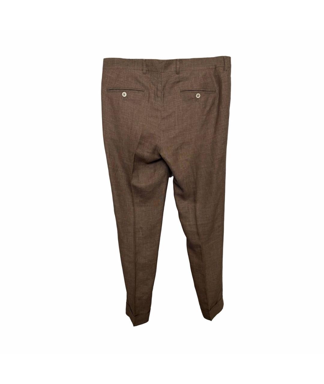 BRUNELLO CUCINELLI Хаки хлопковые классические брюки, фото 3