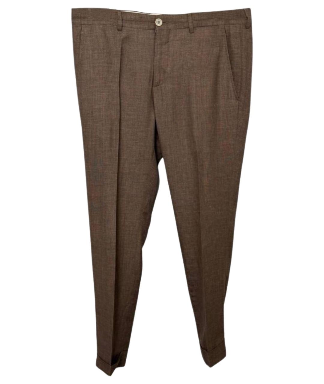 BRUNELLO CUCINELLI Хаки хлопковые классические брюки, фото 5