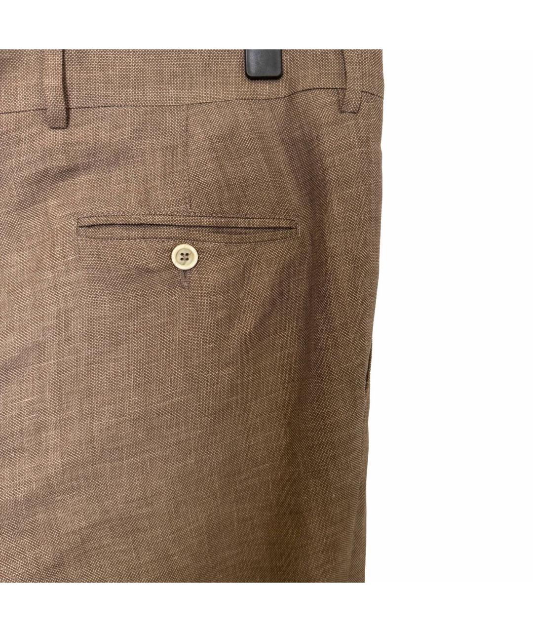 BRUNELLO CUCINELLI Хаки хлопковые классические брюки, фото 2