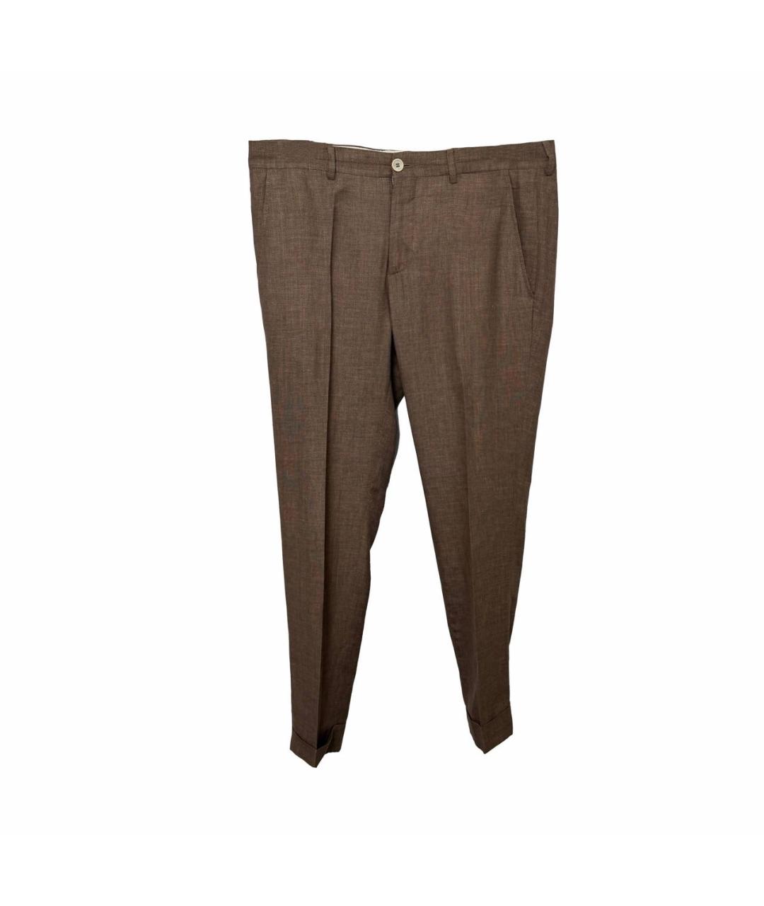 BRUNELLO CUCINELLI Хаки хлопковые классические брюки, фото 4