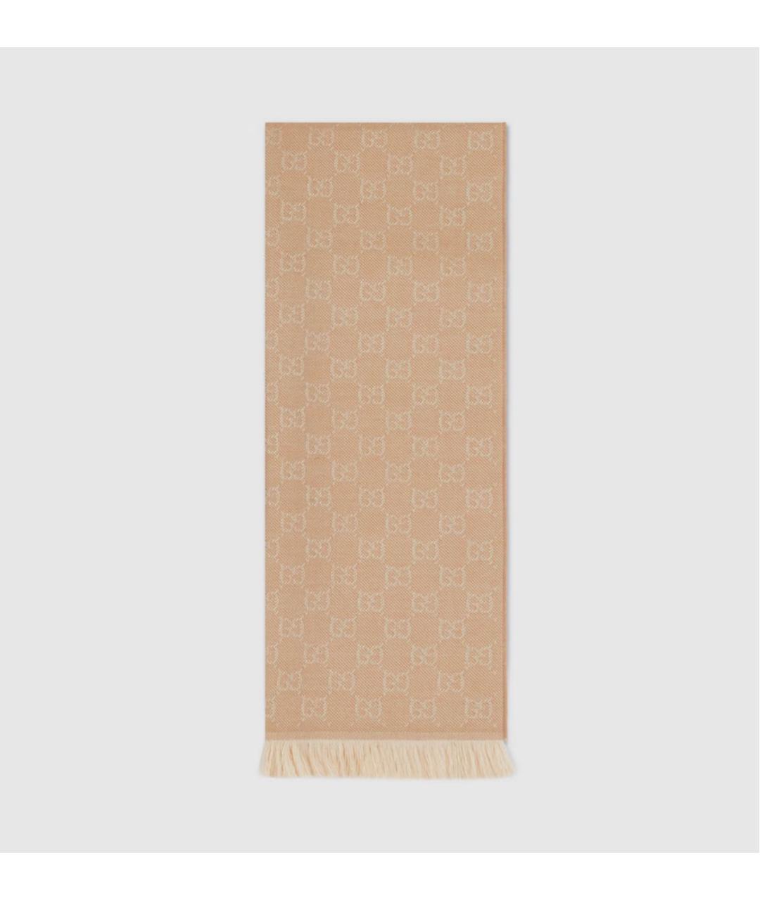 GUCCI Бежевый шерстяной шарф, фото 4