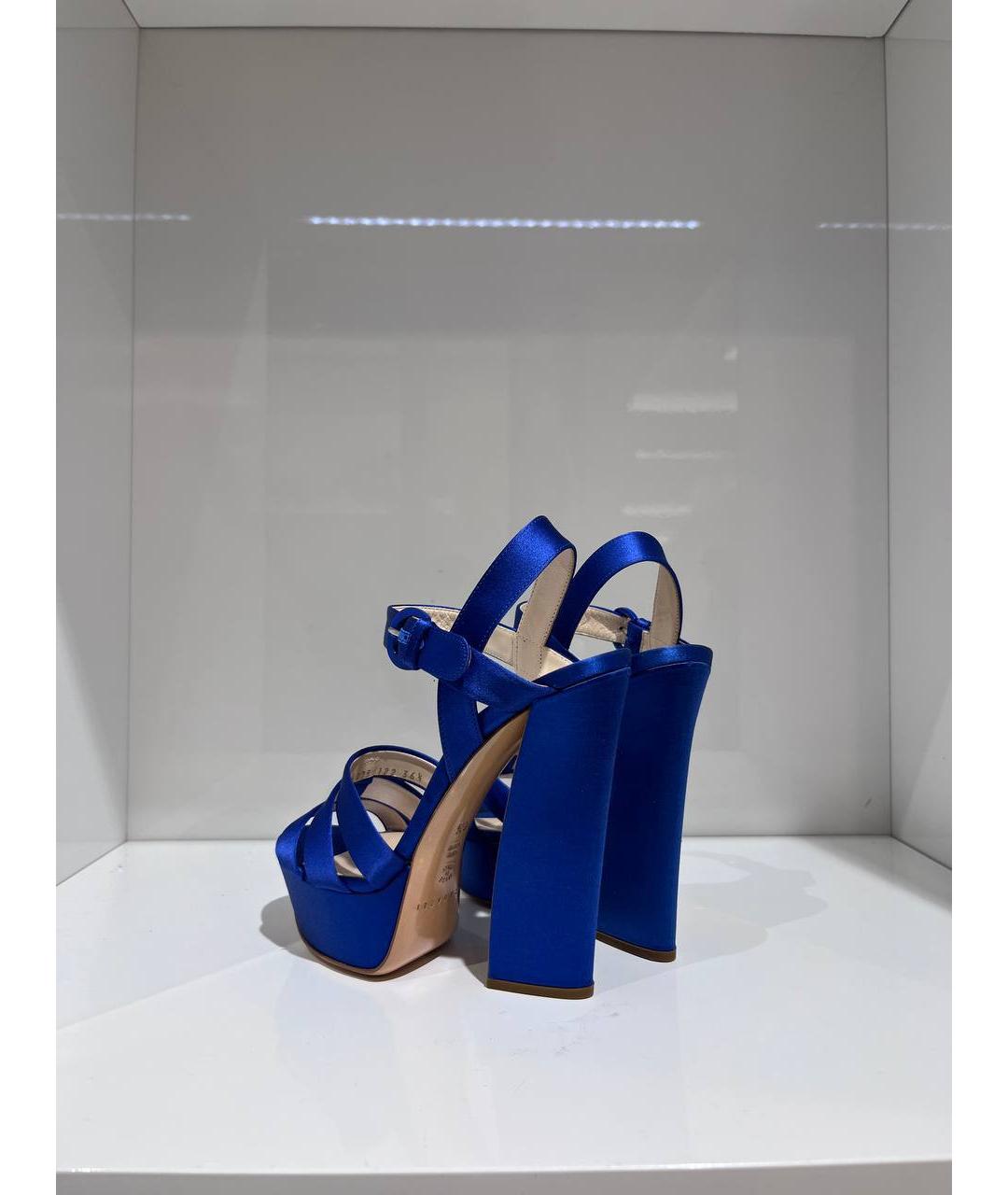 CASADEI Синие текстильные босоножки, фото 3