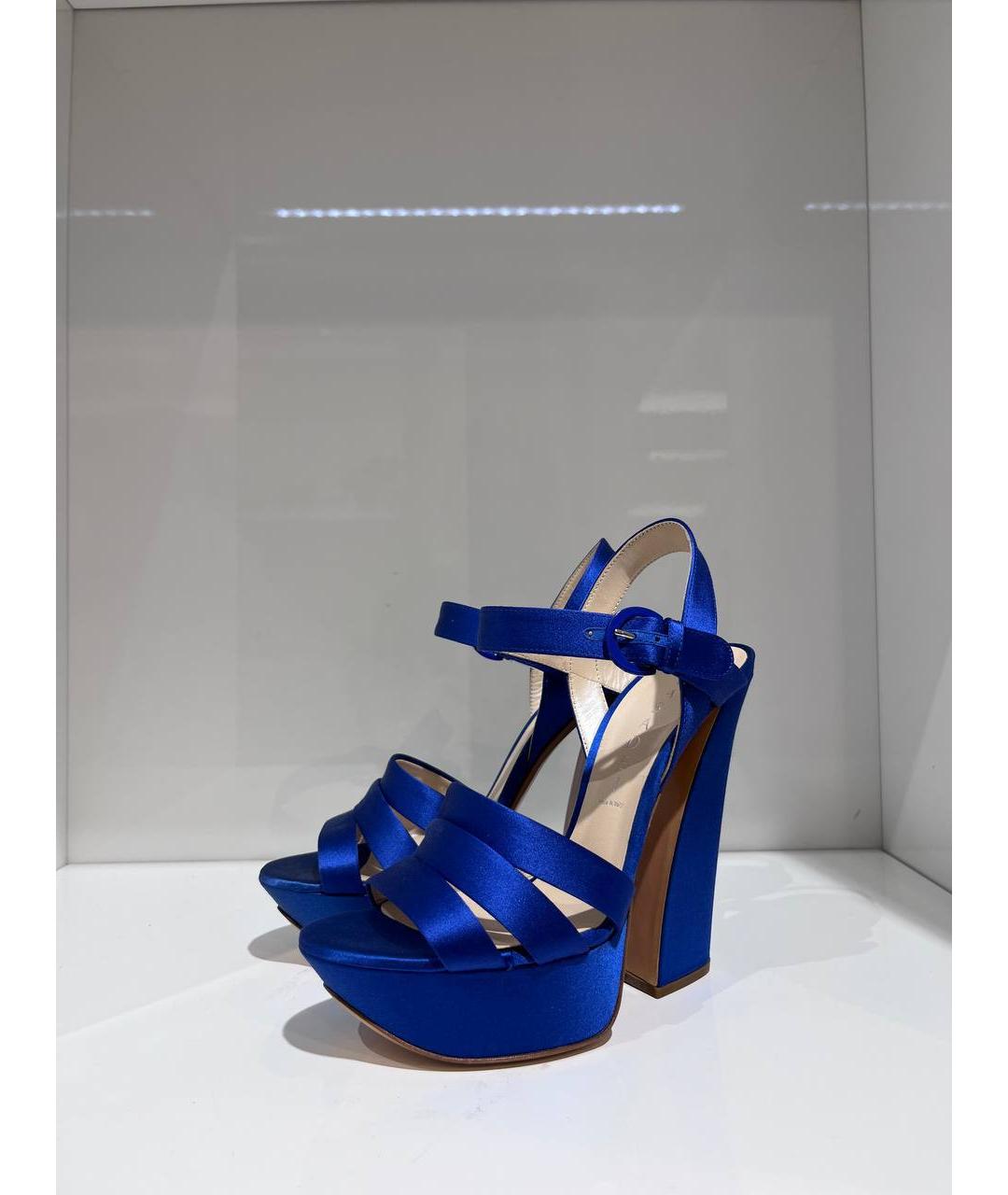 CASADEI Синие текстильные босоножки, фото 2