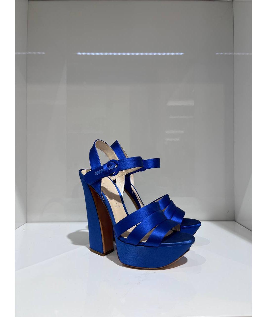 CASADEI Синие текстильные босоножки, фото 4