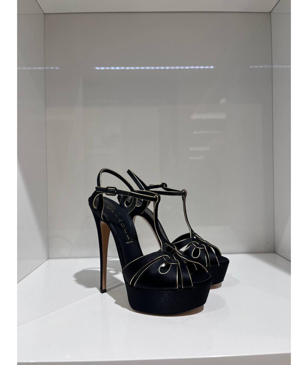 CASADEI Черные кожаные босоножки, фото 4