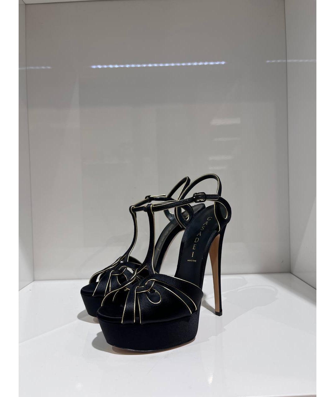 CASADEI Черные кожаные босоножки, фото 2