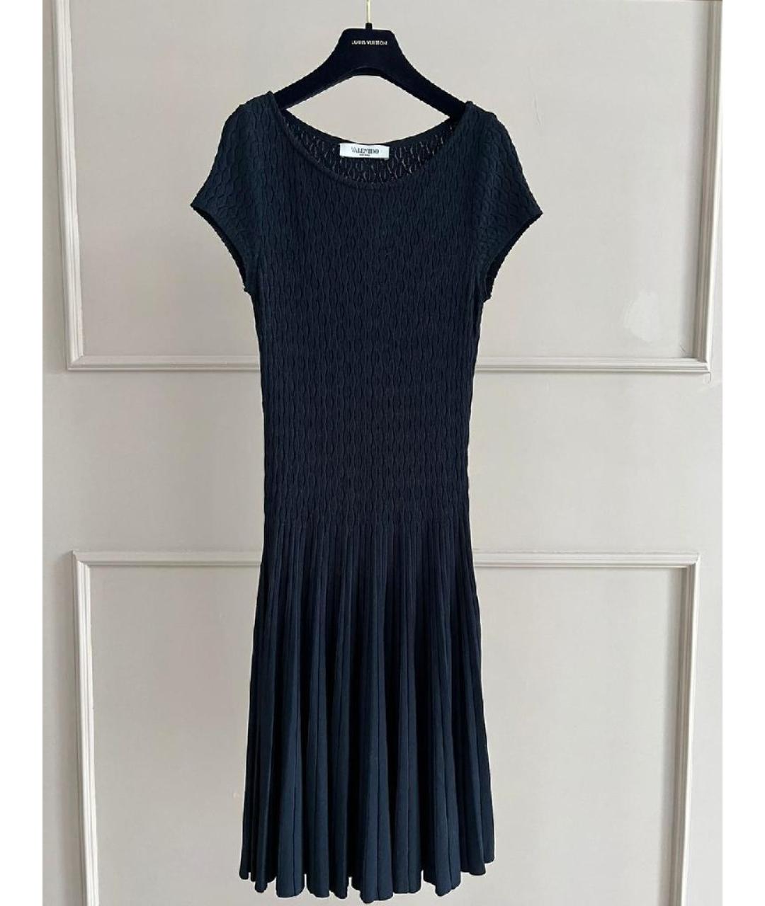 VALENTINO Темно-синее вискозное повседневное платье, фото 9