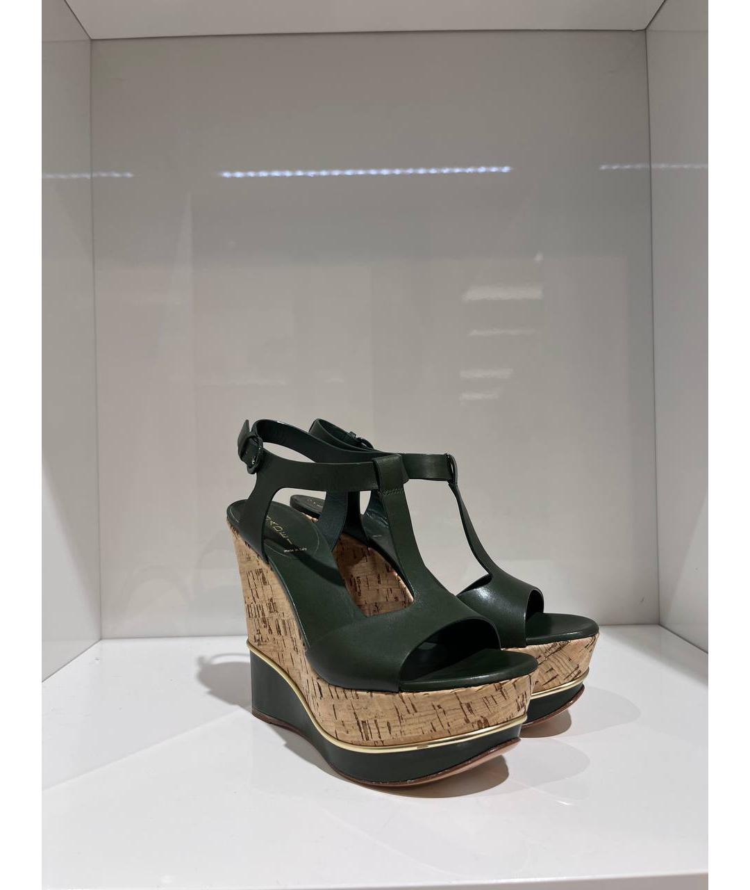 CASADEI Зеленые кожаные босоножки, фото 2