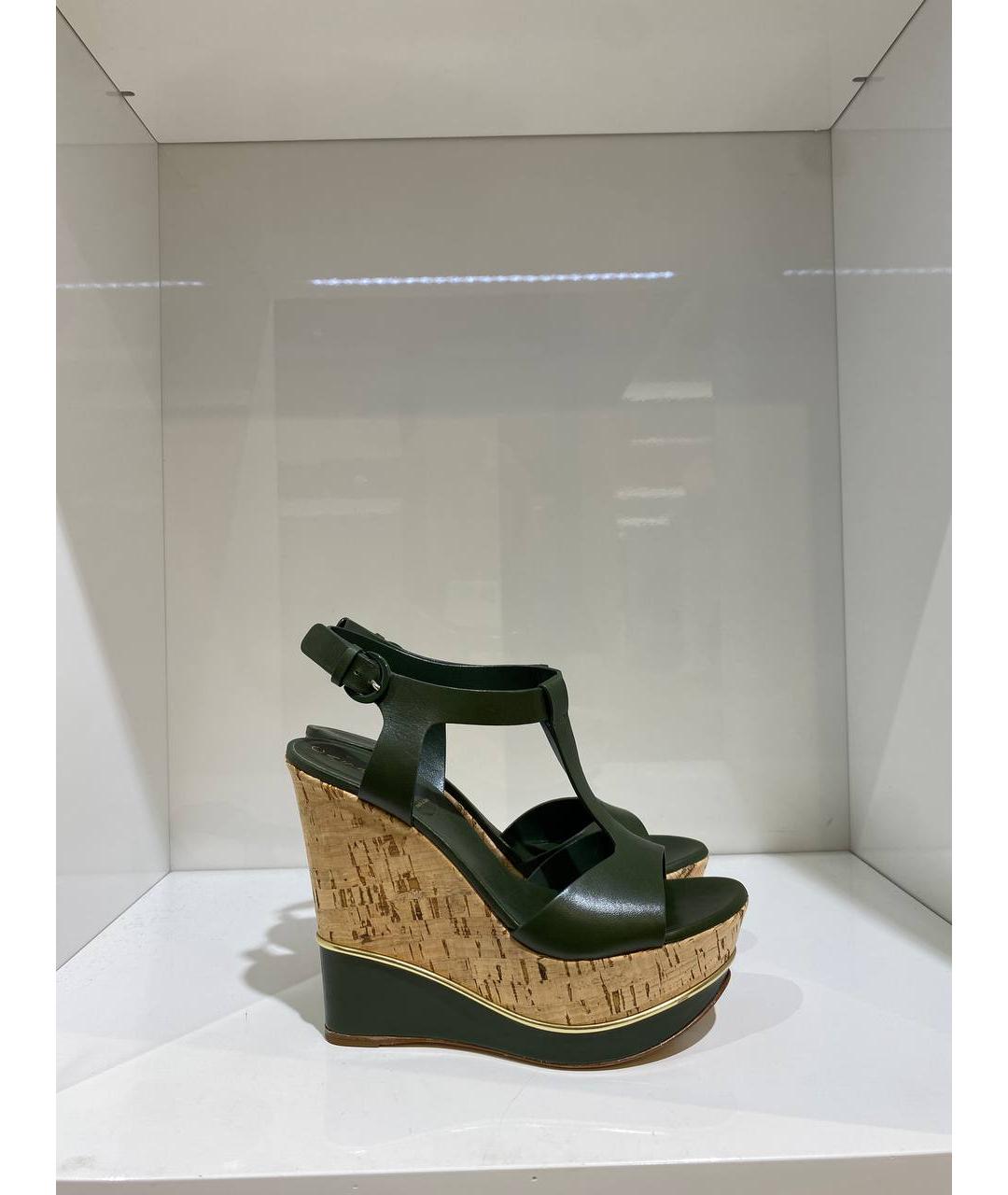CASADEI Зеленые кожаные босоножки, фото 3