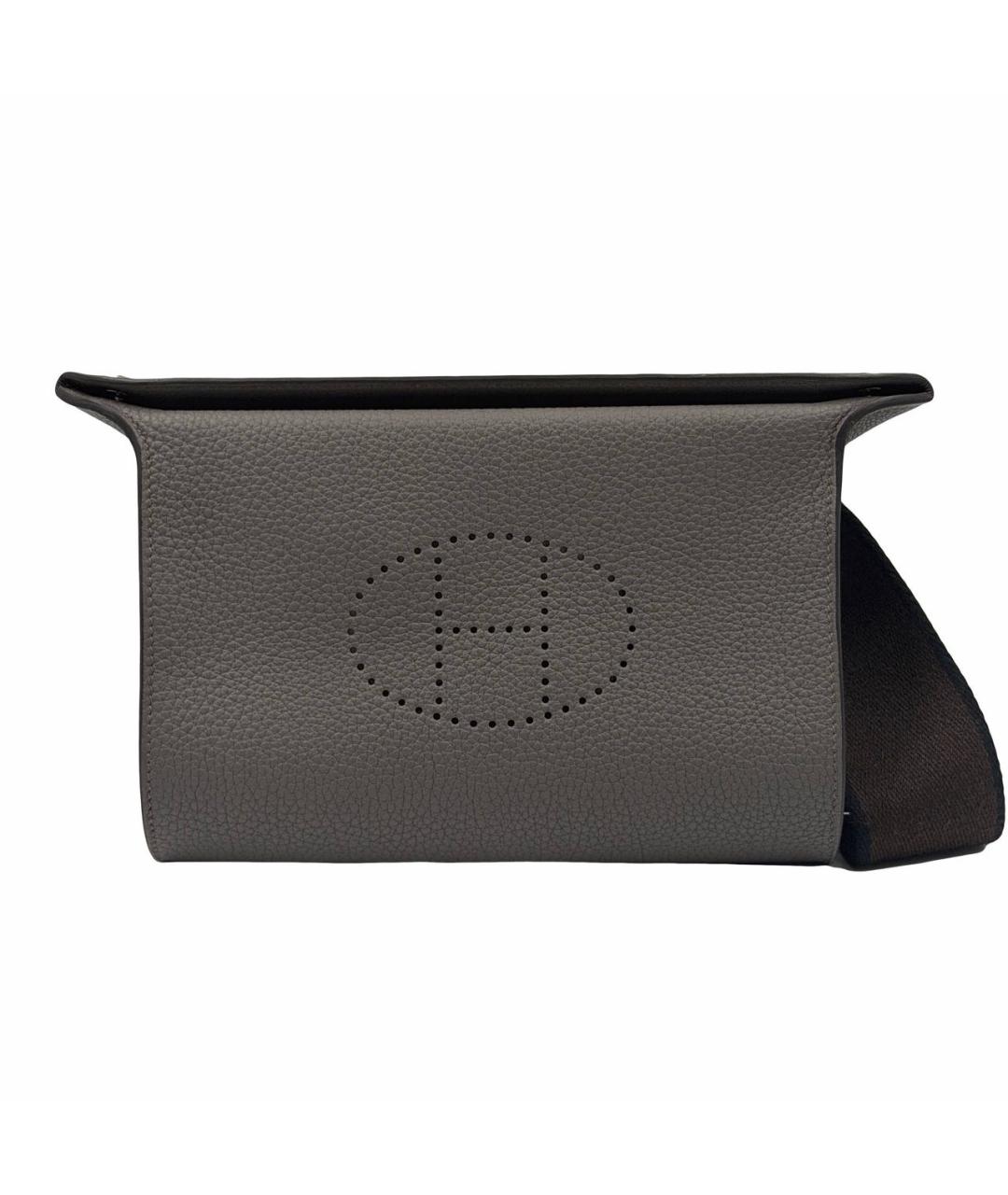 HERMES Антрацитовая кожаная сумка на плечо, фото 7