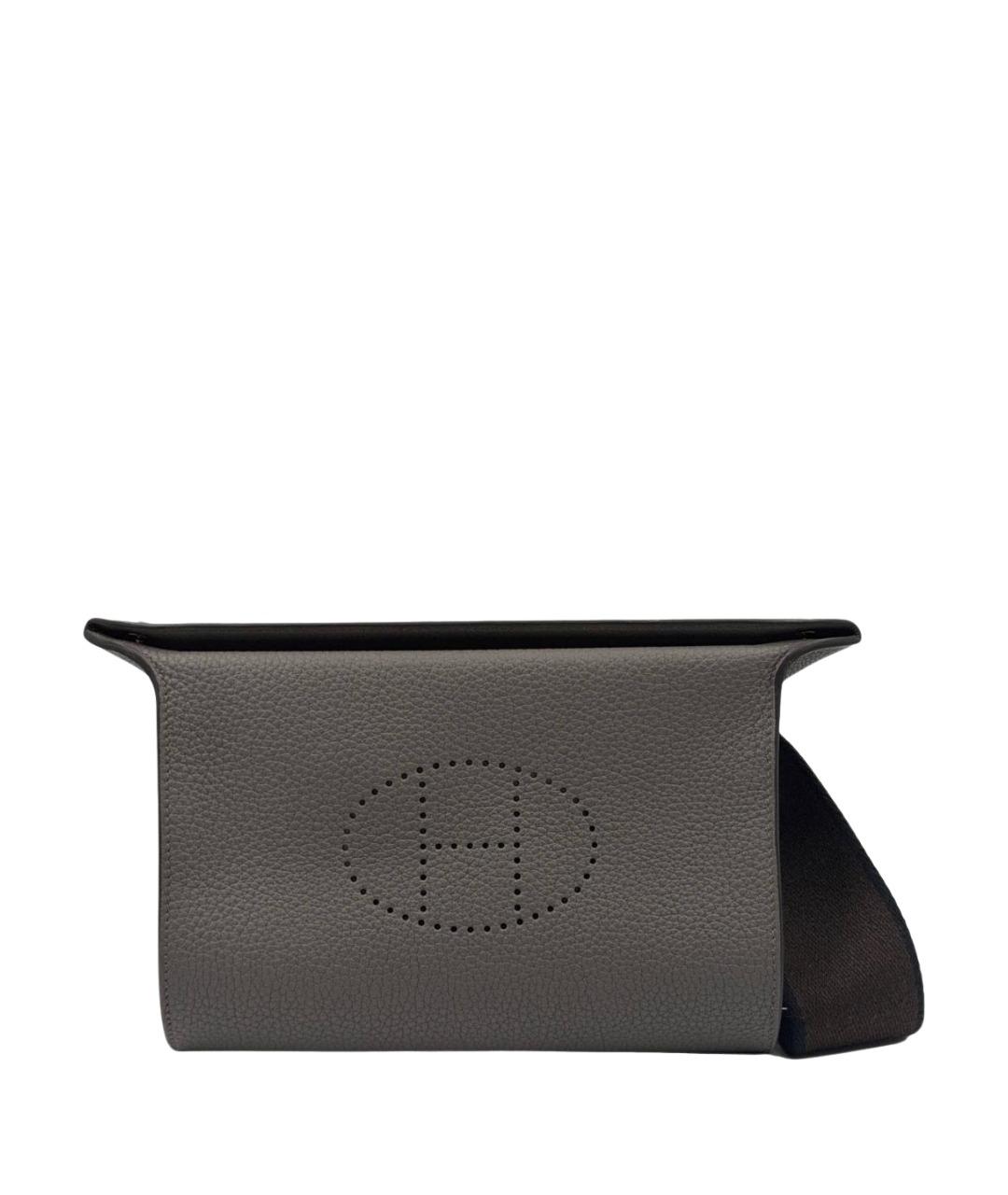 HERMES Антрацитовая кожаная сумка на плечо, фото 1