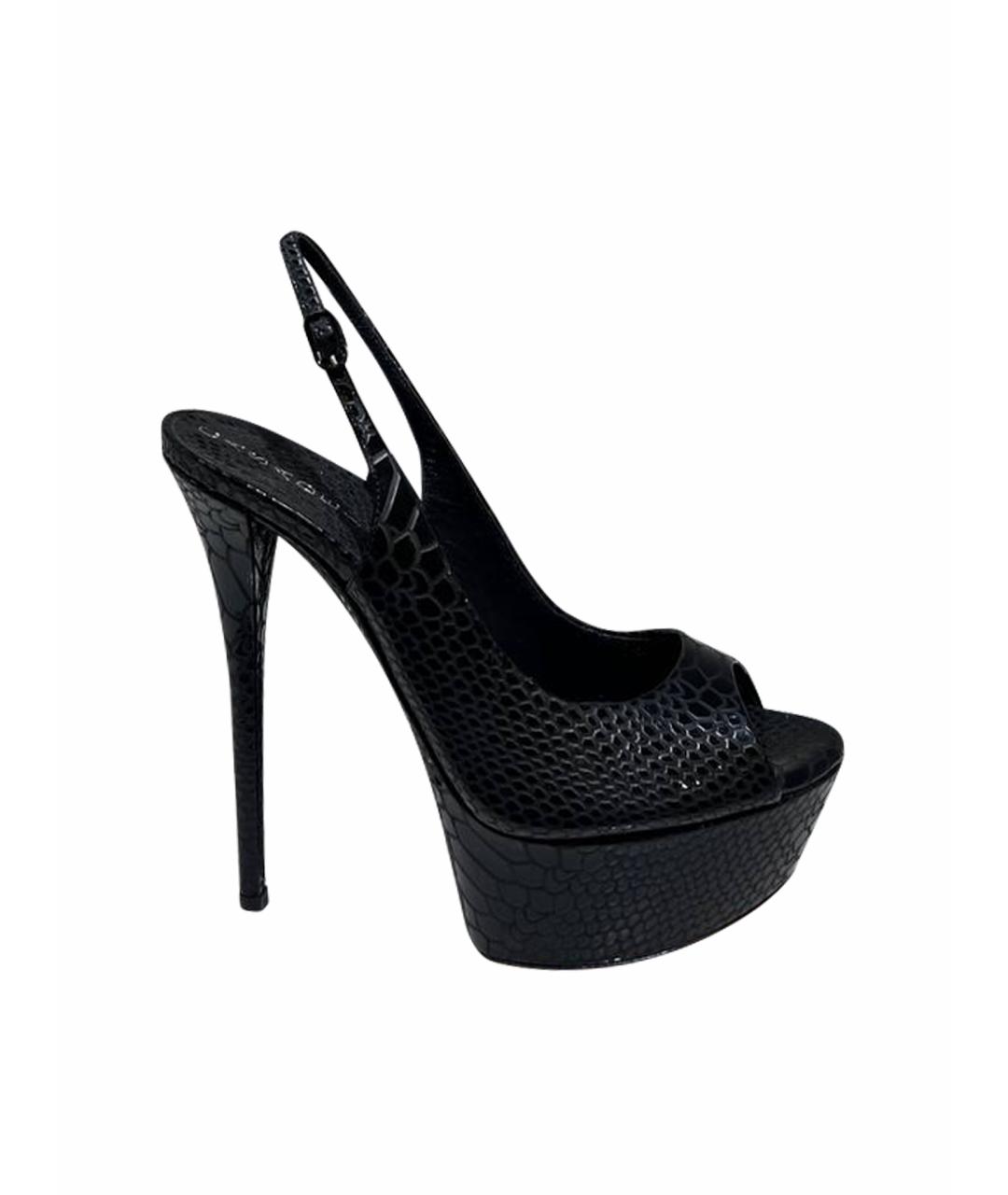 CASADEI Черные кожаные босоножки, фото 1