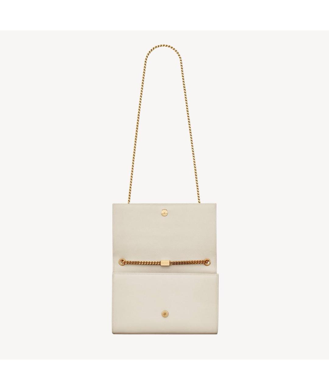 SAINT LAURENT Бежевая кожаная сумка через плечо, фото 4