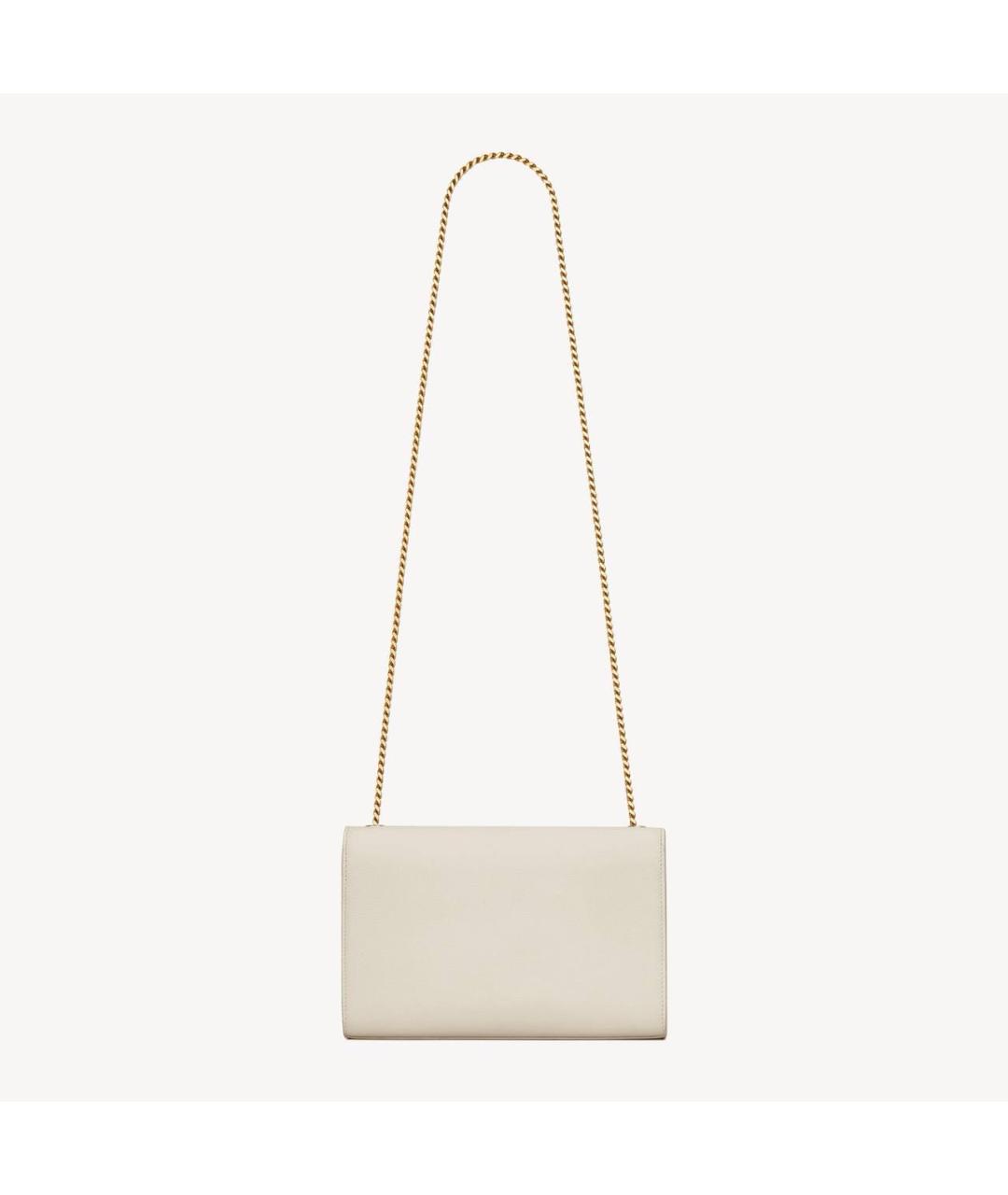 SAINT LAURENT Бежевая кожаная сумка через плечо, фото 2