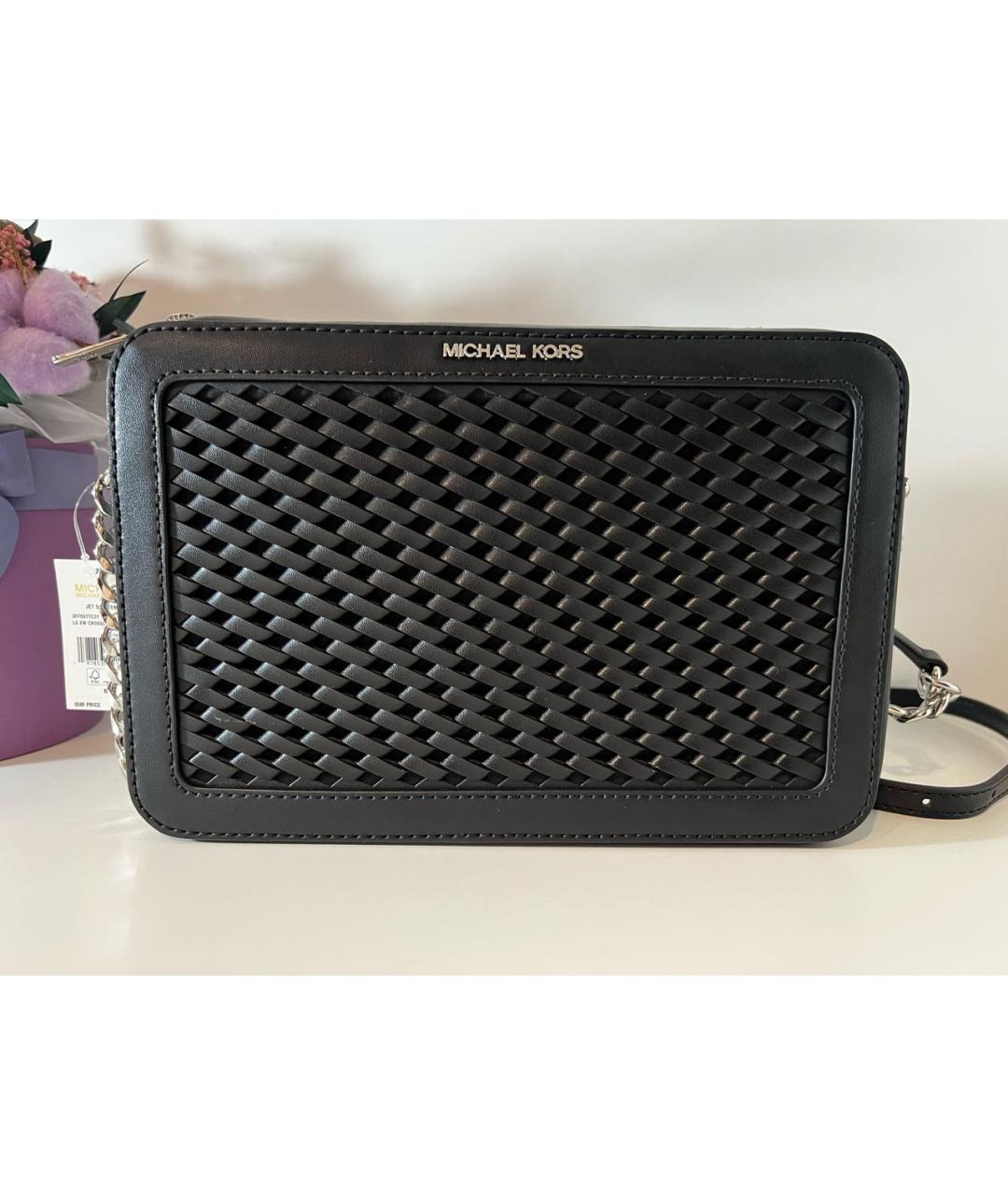 MICHAEL MICHAEL KORS Черная кожаная сумка через плечо, фото 4