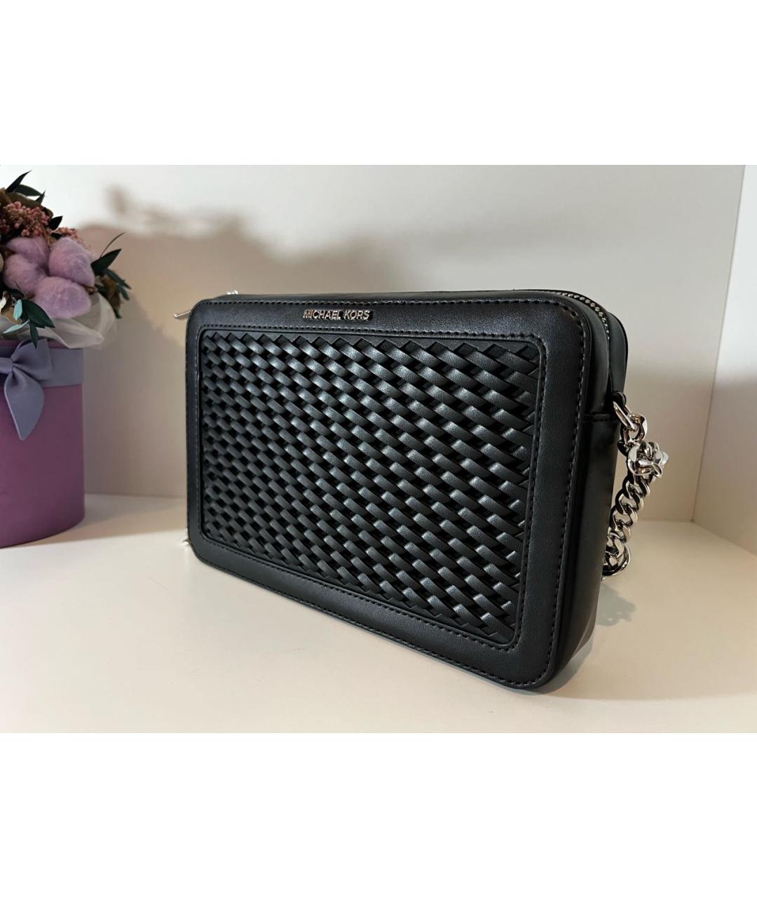 MICHAEL MICHAEL KORS Черная кожаная сумка через плечо, фото 2