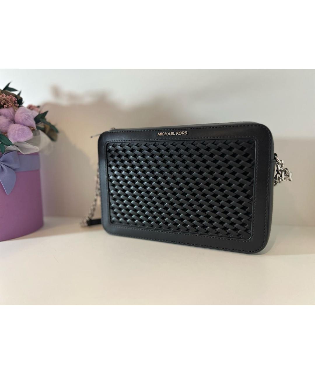 MICHAEL MICHAEL KORS Черная кожаная сумка через плечо, фото 3