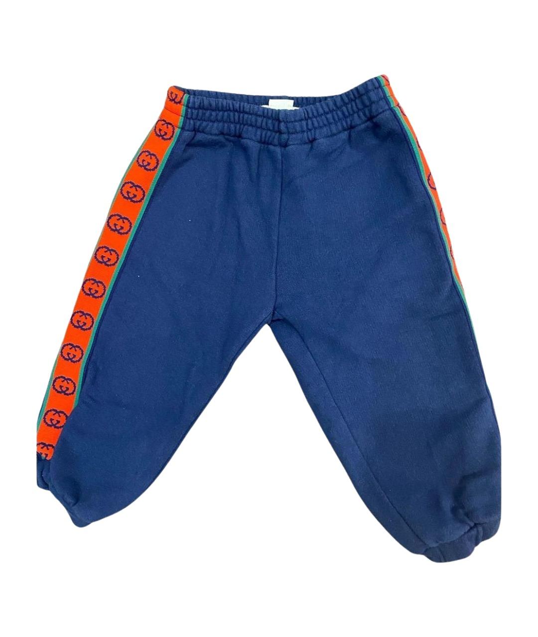 GUCCI Темно-синие хлопковые брюки и шорты, фото 1