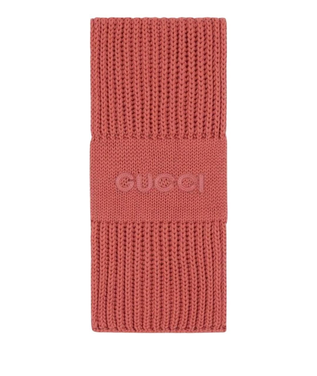 GUCCI Розовый шерстяной шарф, фото 1