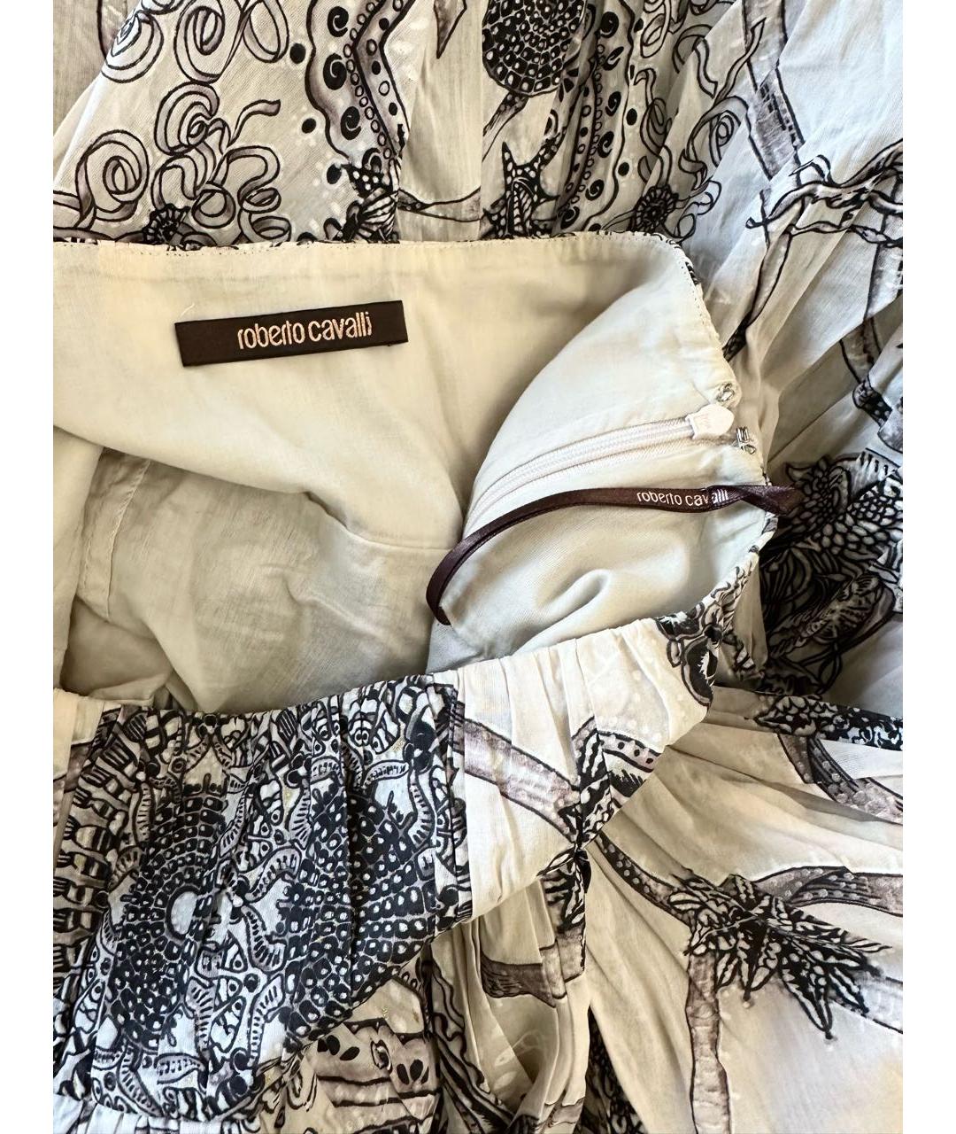 ROBERTO CAVALLI Бежевая хлопковая юбка мини, фото 3