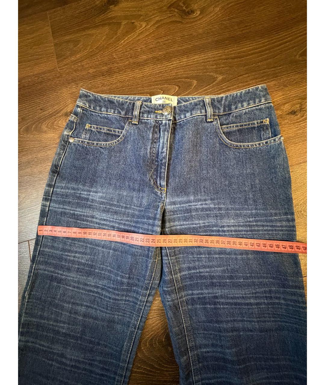 CHANEL Темно-синие хлопковые прямые джинсы, фото 5