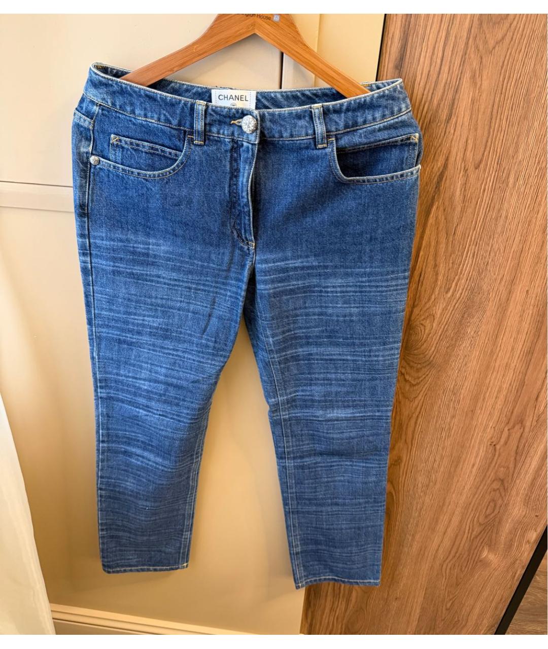 CHANEL Темно-синие хлопковые прямые джинсы, фото 8