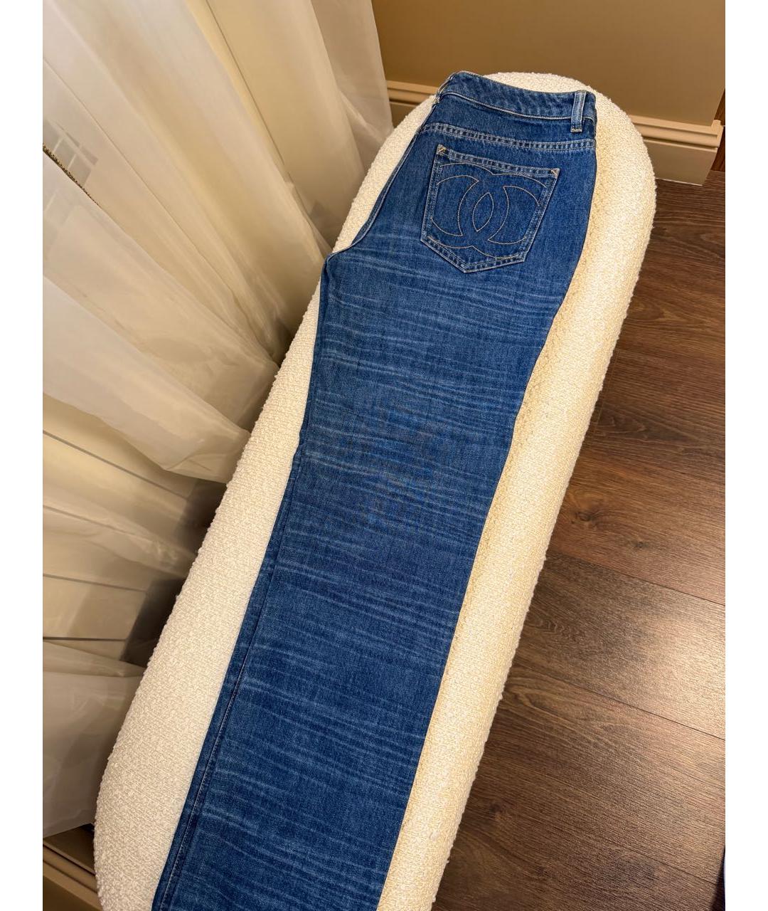 CHANEL Темно-синие хлопковые прямые джинсы, фото 4