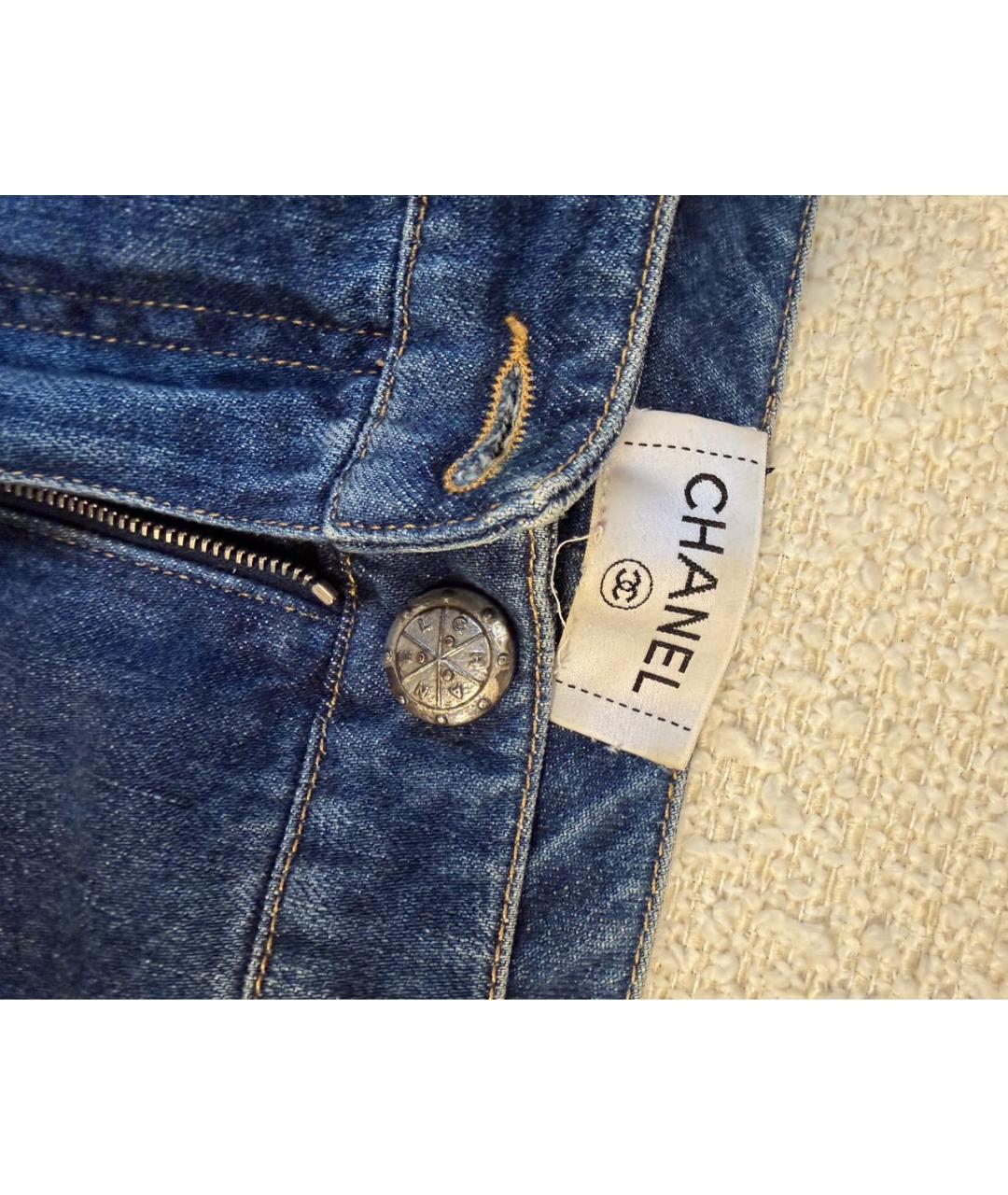 CHANEL Темно-синие хлопковые прямые джинсы, фото 3