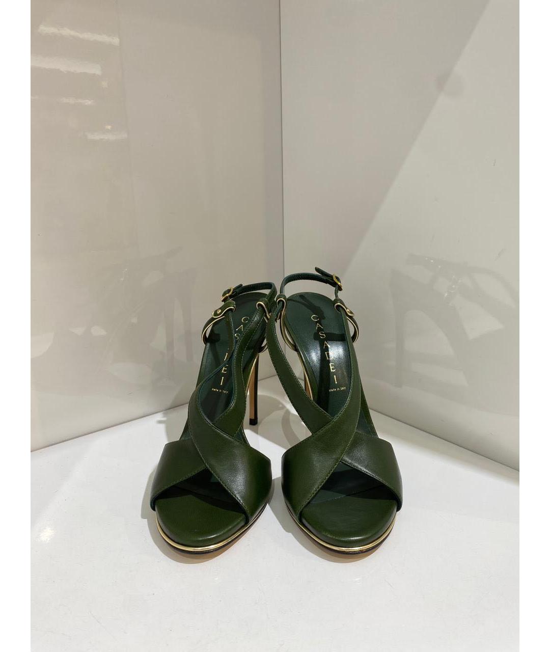 CASADEI Зеленые кожаные босоножки, фото 2