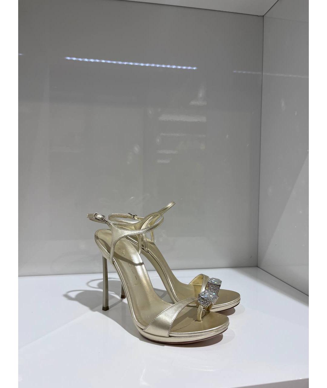 CASADEI Золотые кожаные босоножки, фото 2