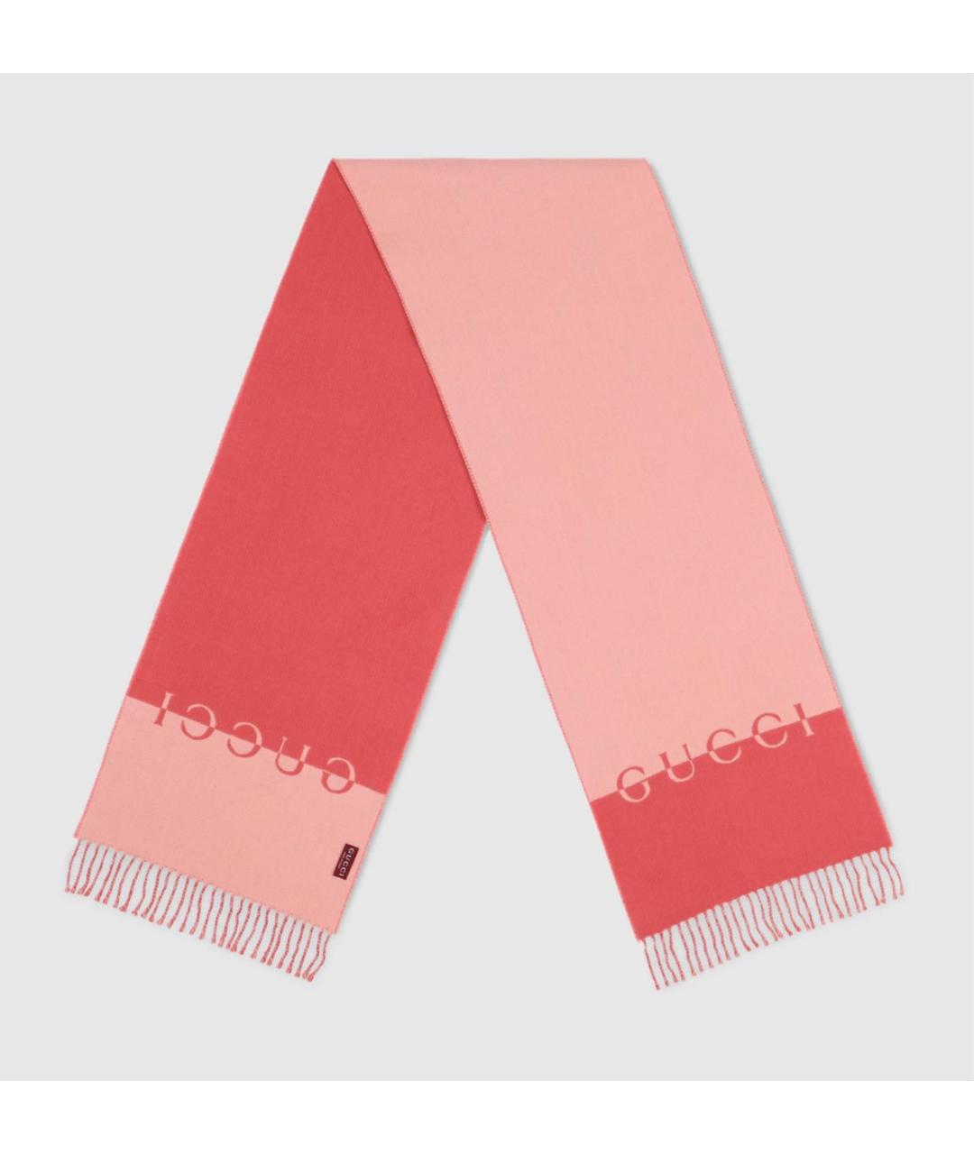 GUCCI Розовый шерстяной шарф, фото 2