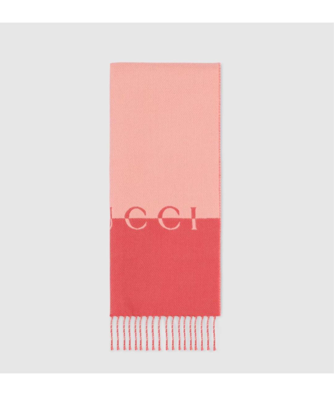 GUCCI Розовый шерстяной шарф, фото 3