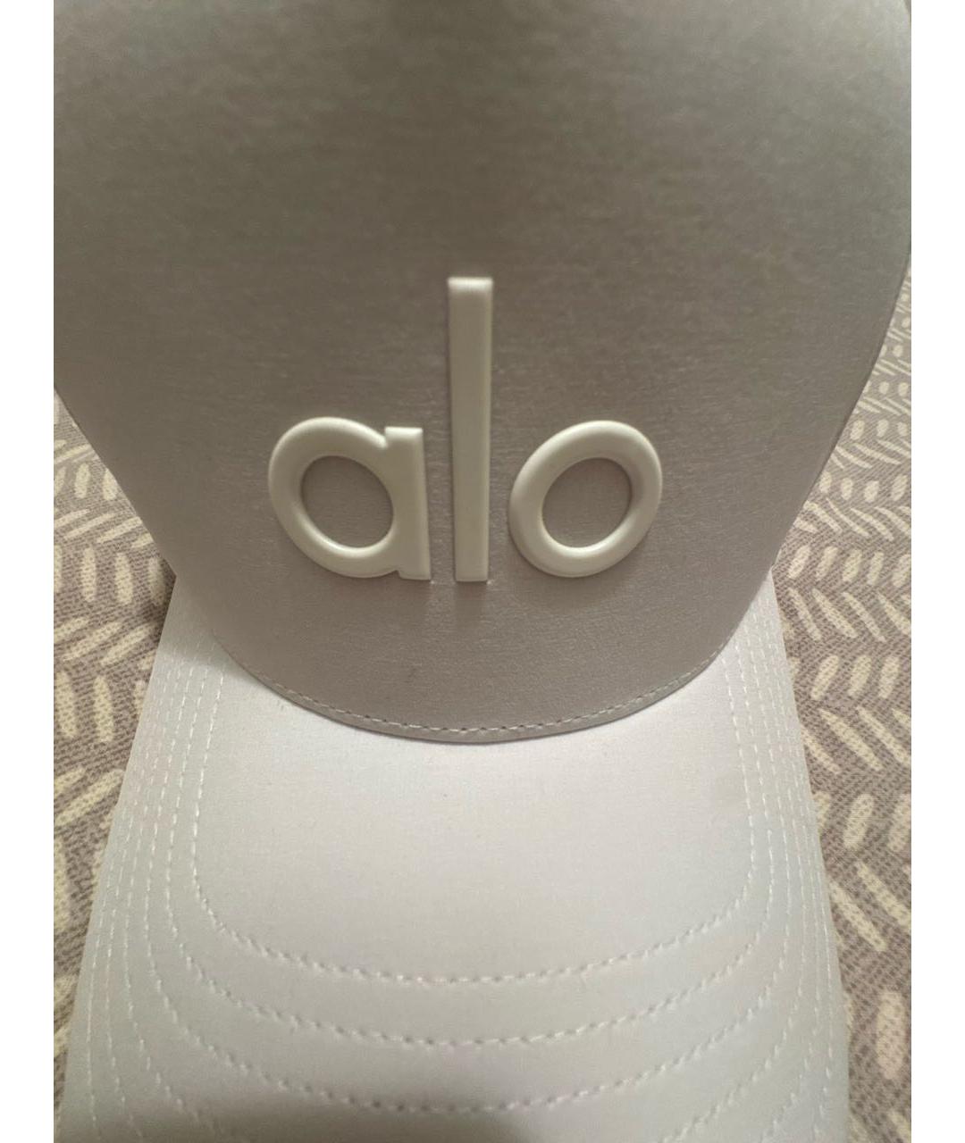 ALO YOGA Белая хлопковая кепка/бейсболка, фото 4