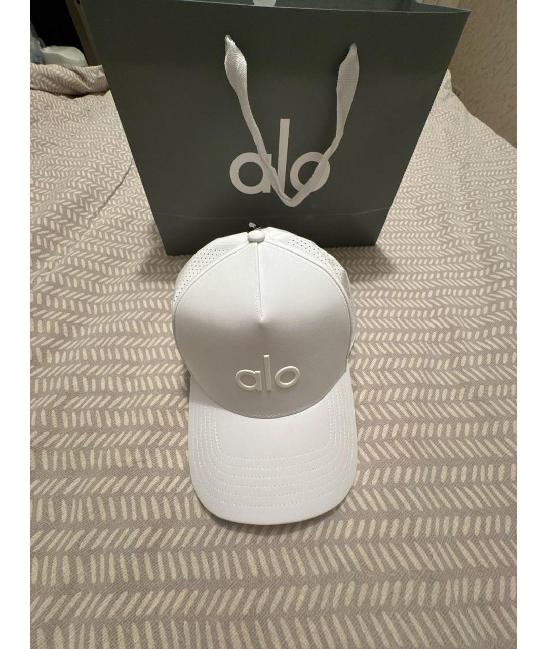 ALO YOGA Белая хлопковая кепка/бейсболка, фото 6